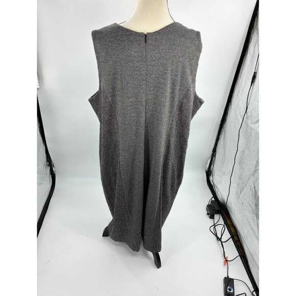 Catherines Womens Midi Dress Size 2X Gray Black Floral Sleeveless Plus Size - Picture 4 of 7